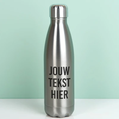 Afbeelding van Gepersonaliseerde Thermosfles Met Eigen Tekst Zilver van Ditverzinjeniet