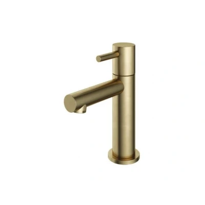 Afbeelding van HotBath Dude Fonteinkraan opbouw L uitloop 8.5cm Geborsteld messing