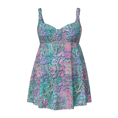 Afbeelding van Ulla Popken Python À Bonnets Souples ET Bretelles Ajustables Badpak, Dames, Maat: 42, Light caribbean green