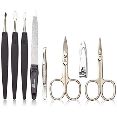 Afbeelding van Pfeilring Aktion Manicure etui, donkerbruin, 8 delig, met nagelknipper, basic vulling