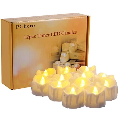 Afbeelding van PChero 12st LED Vlamloze Kaarsen Flikkerende Batterij Aangedreven, Theelichtjes met Timer, Perfect voor Bruiloftsfeest Home Decorations [Warm Wit]