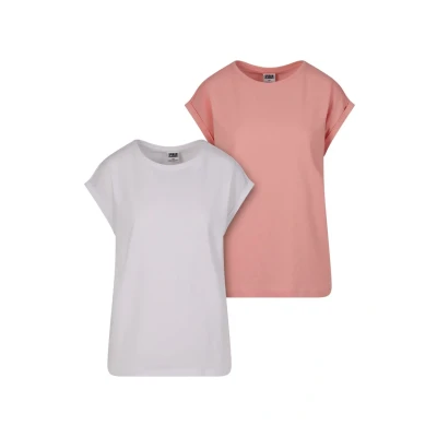 Afbeelding van Urban Classics Extended Shoulder 2PACK Tshirt basic, Dames, Maat: XS, Lemonadepink white