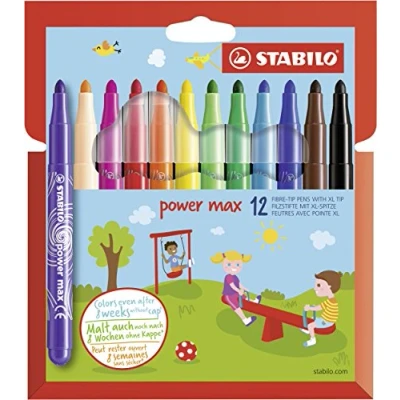 Afbeelding van Stabilo Power Max Viltstift, Etui Van 12 Stuks In Geassorteerde Kleuren Viltstift