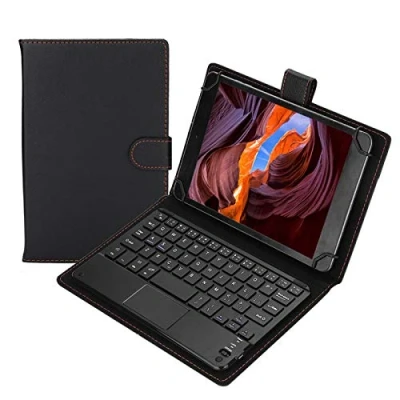 Afbeelding van Vbestlife Bluetooth toetsenbord met touchpad, draagbaar draadloos toetsenbord, tablet, ergonomie, pc PU lederen beschermhoes voor 7 8 inch compatibel