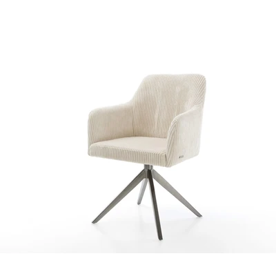 Afbeelding van DELIFE Draaistoel Greg Flex koord beige kruisframe breed grafiet 360 draaibaar rocker functie pocketveer kern