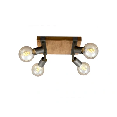 Afbeelding van Briloner Leuchten WOOD BASIC plafondlamp vierkant spots draaibaar 4xE27 max. 25W Materiaal: hout en Metaal Kleur: zwart grijs