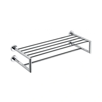 Afbeelding van Dubbele Handdoekhouder Sapho X Round met Plankopslag 65 cm Chroom
