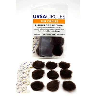 Afbeelding van Ursa Straps 9x Fur Circles + 30x Stickies plakkers voor dasspeldmicrofoons (bruin)