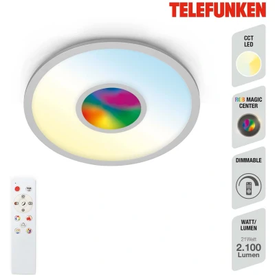 Afbeelding van Telefunken MAGIC CENTO LED Paneel 320104TF 24W 2200 lm Dimbaar via afstandsbediening Instelbare kleurtemperatuur Memory functie, timer functie Magische RGB kleurverandering, incl. regenboogeffect IP20 25.000 uur Ø45 x 6 cm