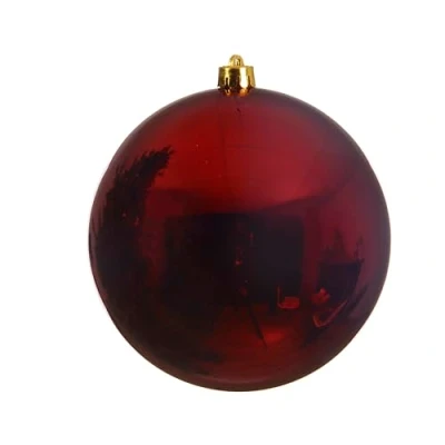 Afbeelding van Kerstbal plastic glans ossenbloed 140 mm KSD