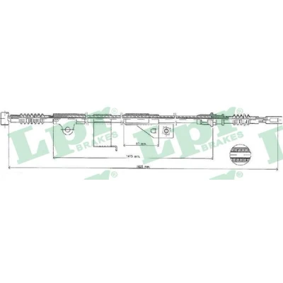 Afbeelding van LPR C1487B Handremkabel 1415, 1625mm Schijfremmen
