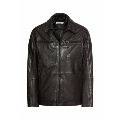 Afbeelding van camel active Leren jas met gewatteerde voering Maat menswear 50 Donkerbruin