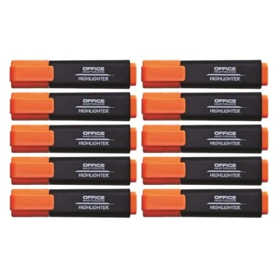 Afbeelding van OFFICE PRODUCTS Markeerstift Oplichtend 10 stuks Kleur: Oranje/Highlighter Textliner De Niet giftige inkt, wigpunt lichtgevende kleuren Hoge kwaliteit/lijndikte 1 5 mm