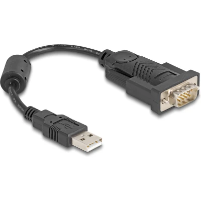Afbeelding van Delock Adapter USB 2.0 Type A to 1 x Serial RS 232 D Sub 9 pin male with ferrite core 0.25 m