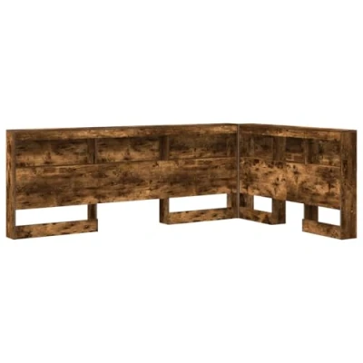 Afbeelding van vidaXL Opberghoofdbord met plank Gerookt eiken 120 cm Bewerkt hout