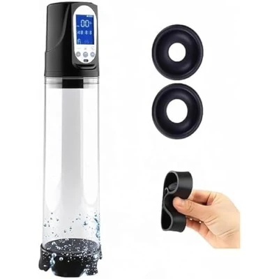 Afbeelding van Toys Hub® Automatische Penispomp Deluxe Met 2 Penisringen Elektrisch USB Oplaadbaar LED Scherm Sex voor Mannen Penis Vergroter