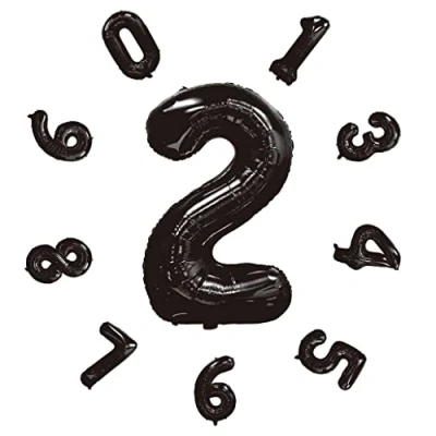 Afbeelding van Digitale Ballon 101 CM, Helium Nummer Verjaardagsballonnen, Gigantische Folieballon, Folieballon voor Verjaardagsfeest, Nieuwjaarsdecoratie, Verjaardagsdecoratie, Bedrijfsviering (Zwart #2)