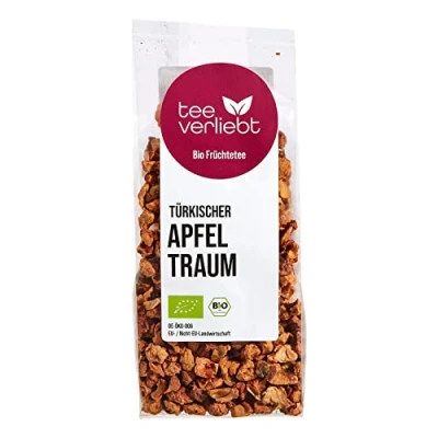 Afbeelding van FRUTEG Turkse appeldroom organisch 100 g Losse Thee gemaakt van fijne appelbit gecontroleerde biologische teelt Apple Tea Bio Fruit Cafeïne Gratis appelthee los