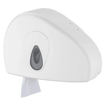 Afbeelding van PlastiQline mini jumboroldispenser + restrolsysteem PQMiniSRJ wit