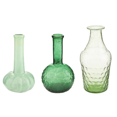 Afbeelding van Pip Studio Bloemenvaas Woonaccessoires Groene Glazen vaas Set van 3 vazen