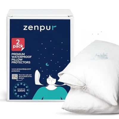 Afbeelding van ZenPur Kussenbescherming, 50 x 75 cm, waterdicht, ritssluitingen (2 stuks) behandeling tegen mijten, schimmel, antibacterieel, bedwantsen en Oeko Tex, kussensloop 70 gemaakt in de EU