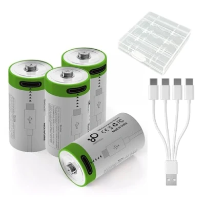 Afbeelding van USB CR2 lithium ion oplaadbare accu, 3,7 V 300 mAh batterijen RCR2 CR15H270 15270 batterij, 1,5 uur snel opladen, 1200 cycli met type C aansluitkabel, constante uitgang, 4 stuks