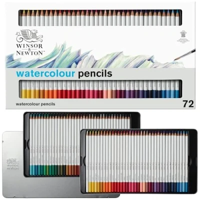 Afbeelding van Winsor &amp; Newton 2090007 Studio Collection aquarelpotlodenset 72 levendige kleuren in een metalen doos, onbreekbaar, zachte kleurafgifte, schilderpotloden voor volwassenen en kunstenaars