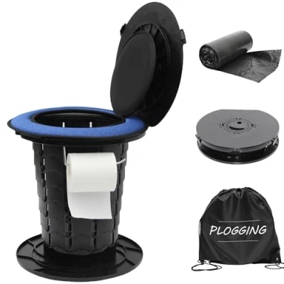 Afbeelding van PLOGGING Upgrade intrekbare campingtoiletten, in hoogte verstelbaar draagbaar toilet, potje voor volwassenen en kinderen, opvouwbaar toilet kamperen, reizen auto