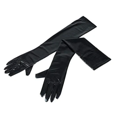 Afbeelding van Zwarte Lange Wetlook Handschoenen Cottelli Collection