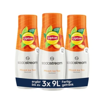 Afbeelding van SodaStream Siroop 3 x Lipton Ice Tea perzik, 1 fles geeft 9 liter kant en klare drank, binnen enkele seconden bereid altijd vers, 440 ml