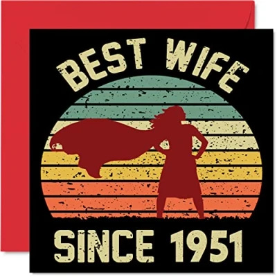 Afbeelding van 72e verjaardagskaart voor vrouw van echtgenoot Beste sinds 1951 I Love You Gifts, Happy huwelijksverjaardagskaarten partner, 145 mm x wenskaarten zeventig seconden