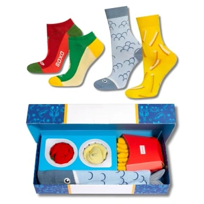 Afbeelding van soxo Fast Food Warmte Sokken Heren Cadeau Voor Vrouwen Happy Socks Woman 40 45 Fish And Chips 2 Paar