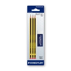 Afbeelding van Staedtler Noris 3 stuks 2HB potloden met losse gum