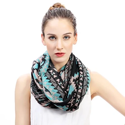 Afbeelding van Lina &amp; Lily Ethno Design dames colsjaal, zwart/blauw, One Size