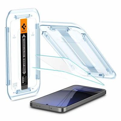 Afbeelding van Spigen Glas.tR EZ Fit Screenprotector compatibel met Samsung Galaxy S24 FE, 2 Stuks, Kristalhelder, Anti Scratch, Responsieve Aanraking, Case friendly, 9H Gehard Glas