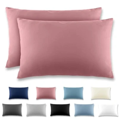 Afbeelding van REDKEY Kussenhoezen, 40 x 60 cm, set van 2, met ritssluiting, kussensloop geborsteld microvezel, voor kussen, wasbaar tot C, lotusroze