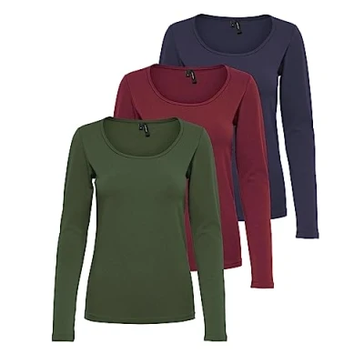 Afbeelding van VERO MODA Dames Vmmaxi My Ls Soft Uneck Ga Noos shirt met lange mouwen, 1x Night Sky, Port Royale, Rifle Green, S