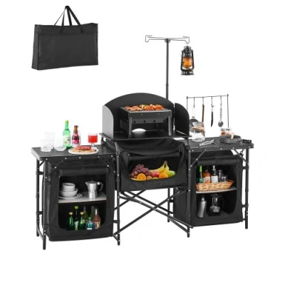 Afbeelding van VEVOR Camping Keukentafel Kooktafel 3 Kasten Buiten Draagbare Picknick