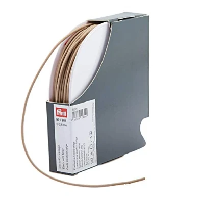 Afbeelding van Prym Cordoncino elastico, colore: beige, 60% ED 40% PES, Ø 2,5 mm 50 m