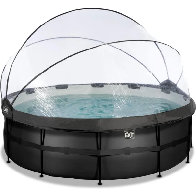 Afbeelding van EXIT zwembad met overkapping, warmtepomp ø427cm Black Leather