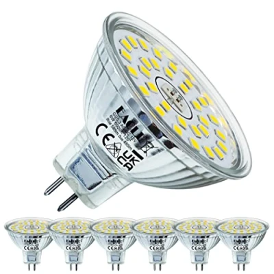 Afbeelding van EACLL GU5.3 LED Lamp Koel Wit, 6W Gelijk aan 50W Halogeenlampen, 6 pack, 6000K 655lm AC/DC 12V Geen Flikkering Energiezuinige Verlichting, Stralingshoek 120 Spot, Niet Dimbaar Reflectorlamp