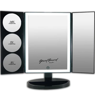 Afbeelding van GROTE, Drieluik LED make up spiegel touch knop en dimmer 1, 3, 5 10 maal vergroting inclusief usb kabel, spiegels