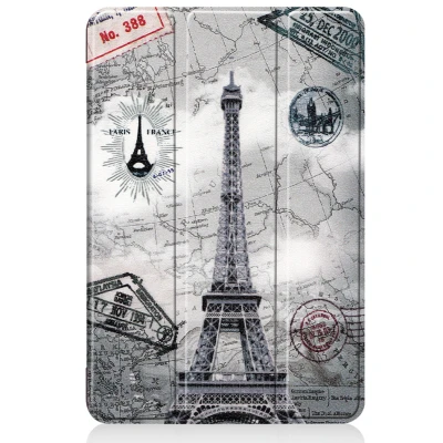 Afbeelding van Apple iPad Mini (2019) Hoes: iMoshion Design Trifold Bookcase Parijs Steden Bedrukking Kunstleder Tablet Hoezen