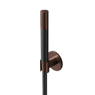 Afbeelding van HotBath Cobber M443 staafhanddouche met wandsteun en doucheslang 150cm messing verouderd verweerd