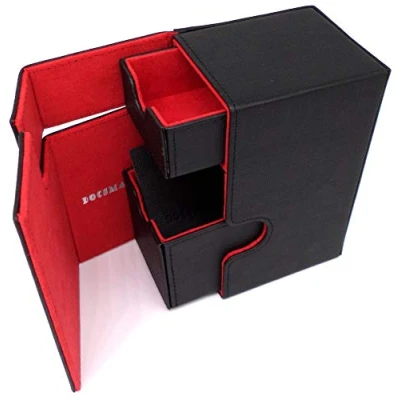 Afbeelding van Docsmagic.de Premium magnetische bakdoos (100) zwart/rood + dekverdeler MTG PKM YGO