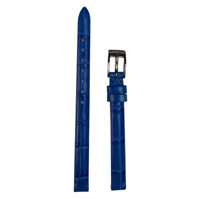 Afbeelding van Horlogeband 8mm Blauw Echt leer in croco print Roestvrijstalen gesp