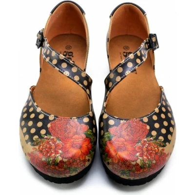 Afbeelding van GOBY Dotted Flowers Clogs Slippers Hoge kwaliteit Handmade Maat 36