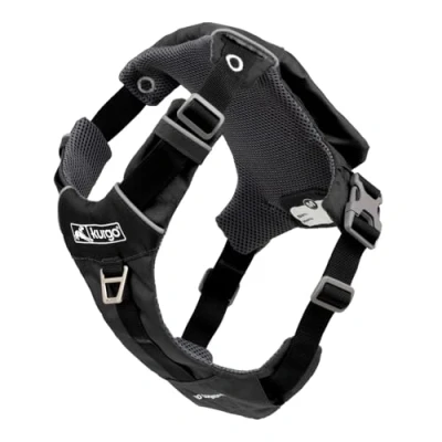 Afbeelding van Kurgo Stash n&#039; Dash Hondenharnas, lichtgewicht harnas voor honden, huisdierharnas met zak, opvouwbaar in een hardlopen, wandelen, reflecterend, zwart, medium