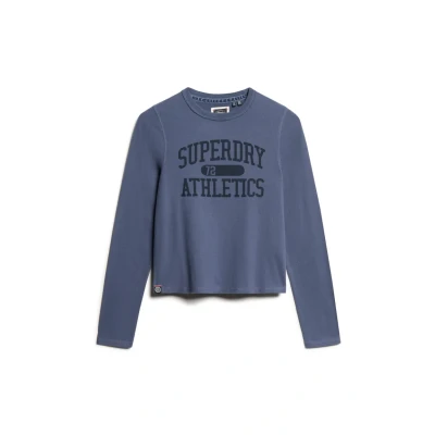 Afbeelding van Superdry Athletic Essentials Ringer SLIM Longsleeve, Dames, Maat: 40, Mariner navy