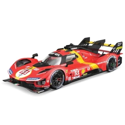 Afbeelding van Bburago 1/18 Ferrari Racing 499P LMH 2023#51 Rood NIEUW 2024: Metalen replica gedetailleerd interieur Deuren en kap openen op schaal 1/18e Winnaar van 24h du Mans 2023